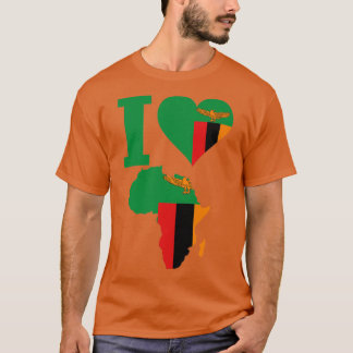 T-shirt J'aime Zambie drapeau carte de l'Afrique