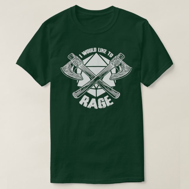 T-shirt J'aimerais faire la rage D20 Tablette Barbare Funn (Design devant)