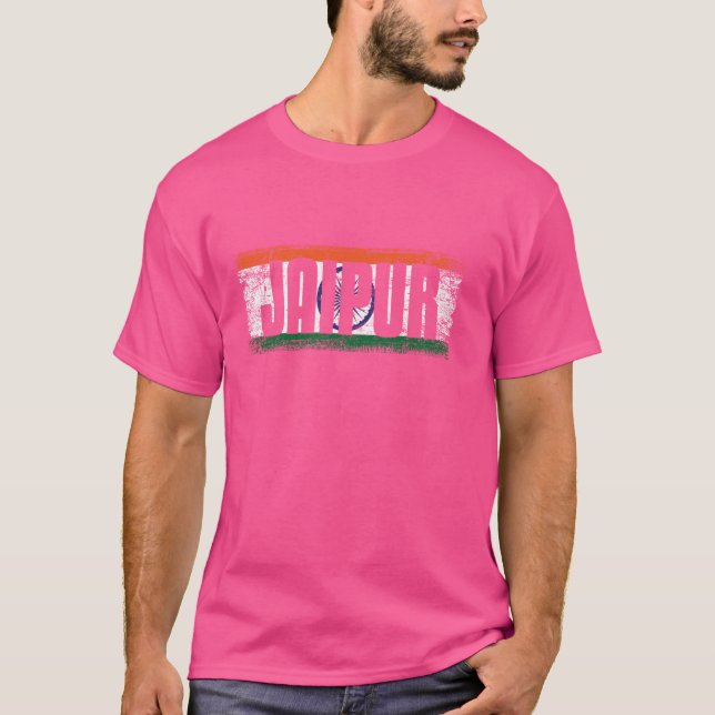 T-SHIRT JAIPUR INDE AVEC SON DRAPEAU INDIEN FIER ET SES CO (Devant)