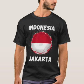 T-shirt Jakarta Indonésie Vintage Drapeau Souvenir Indonés