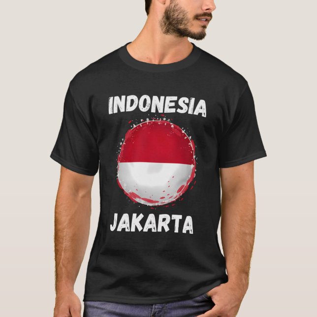 T-shirt Jakarta Indonésie Vintage Drapeau Souvenir Indonés (Devant)