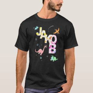 T-shirt Jakob Cool Nom Garçons Avec De Mignons Dinosaures 