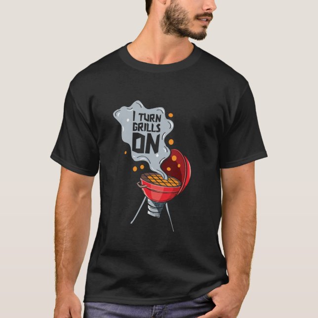T-shirt J'allume les grils de façon drôle design BBQ avec  (Devant)
