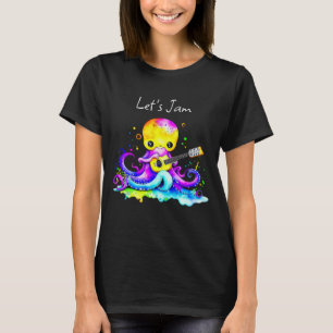 T-shirt Jam   Octopus Jouer Guitare Acoustique