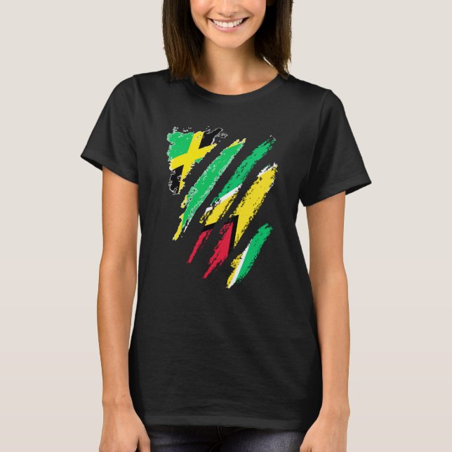 T-shirt Jamaica Flag Guyana Grown Patriot Country Stripes (Devant)