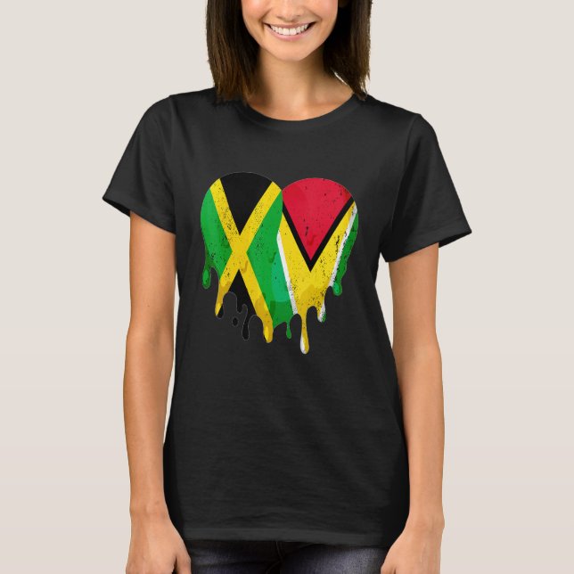 T-shirt Jamaica Guayana Flag Heart Citizen Grown Patriot C (Devant)
