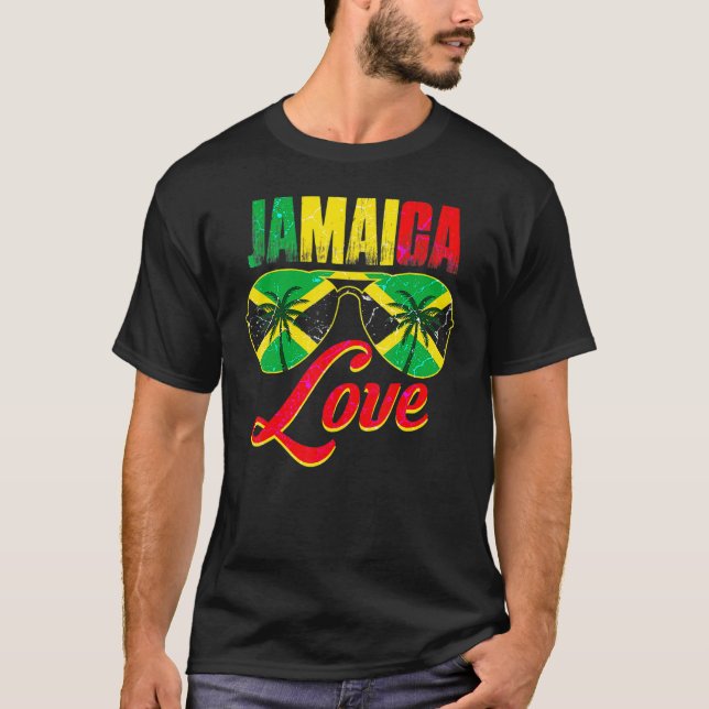 T-shirt Jamaica Jamaican Flag Caribbean Vacation Reggae (Devant)