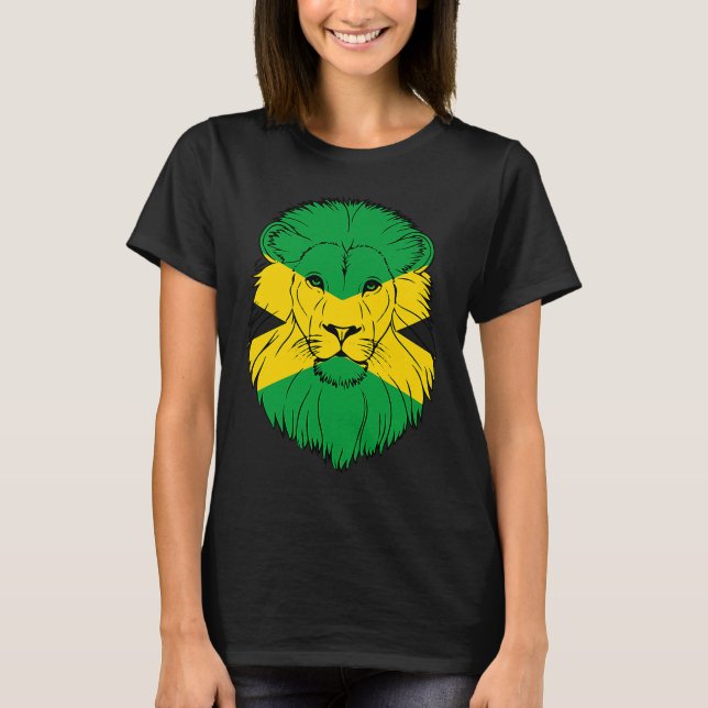 T-shirt Jamaica Lion Jamaican Flag Caribbean Holiday Regga (Devant)