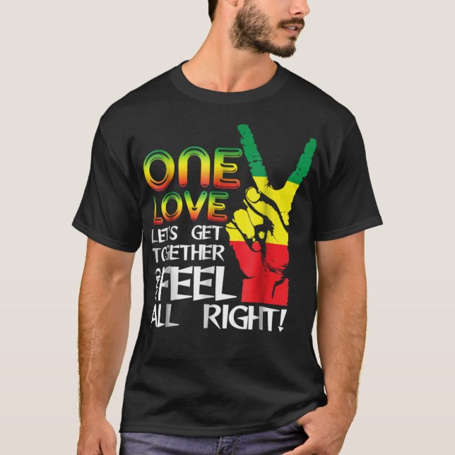 T-shirt Jamaica One Love Reggae Caribbean Music Pride Fla (Devant)