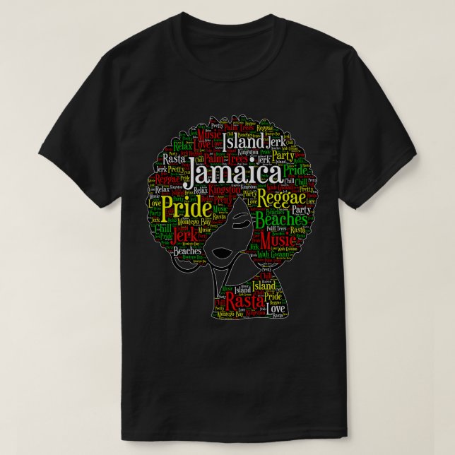T-shirt Jamaica Pride Woman with Words in Afro (Design devant)