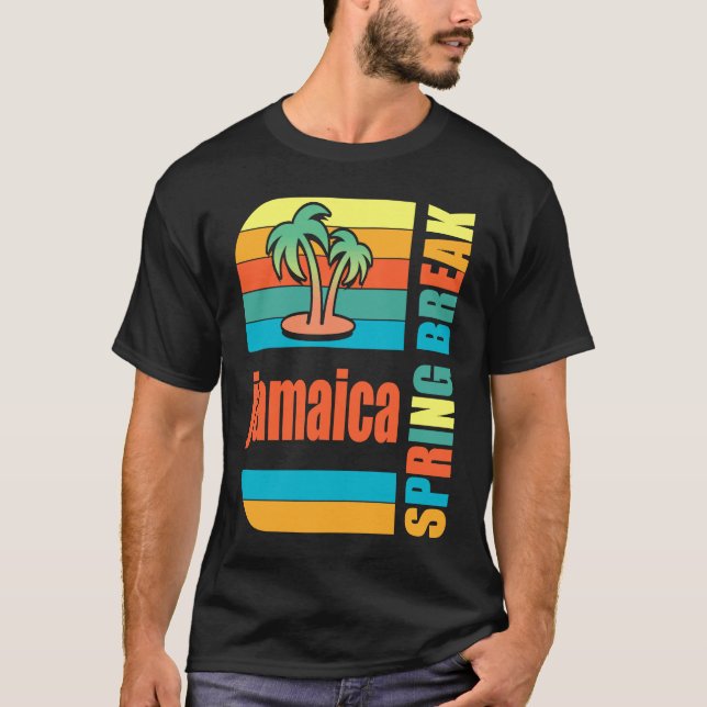 T-shirt Jamaica Spring Break High School Retro Beach Graph (Devant)