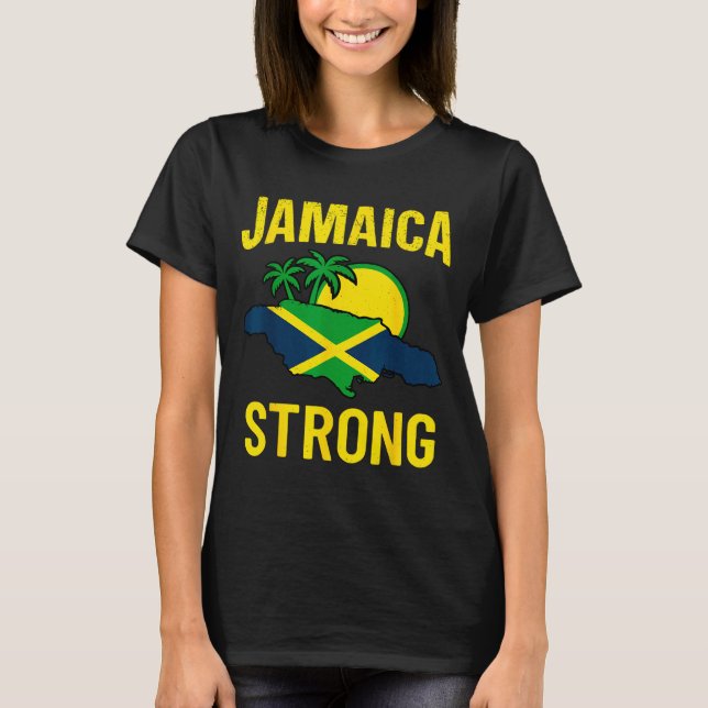 T-shirt Jamaica Strong I Love Jamaican Flag Heart Women Me (Devant)