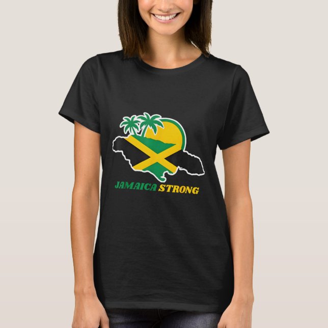 T-shirt Jamaica Strong I Love Jamaican Flag Heart Women Me (Devant)
