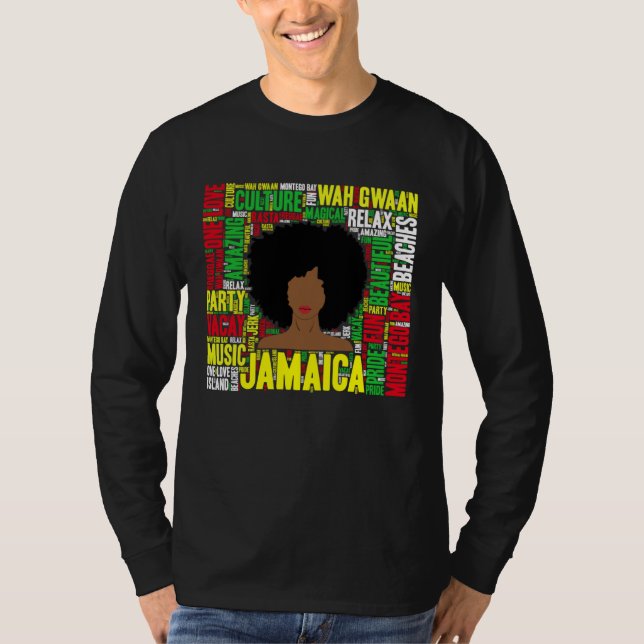 T-shirt Jamaica Vacation Afro Woman Word Art (Devant)