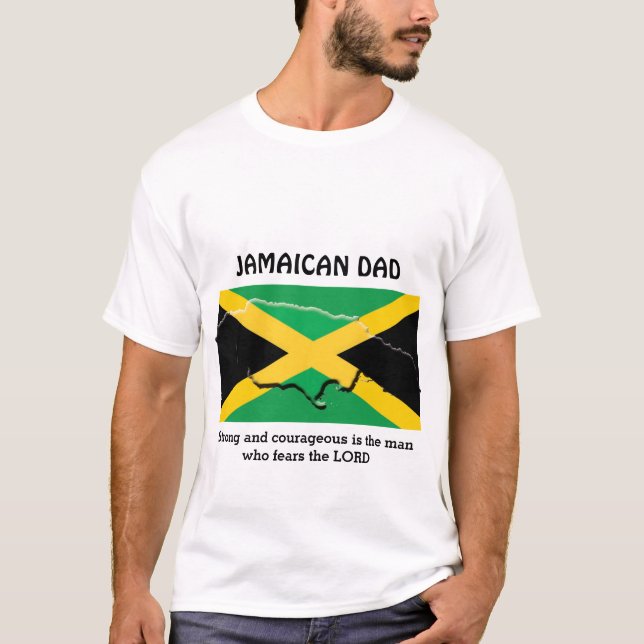 T-shirt JAMAÏCAIN DAD Fort Et Courageux Personnalisé (Devant)