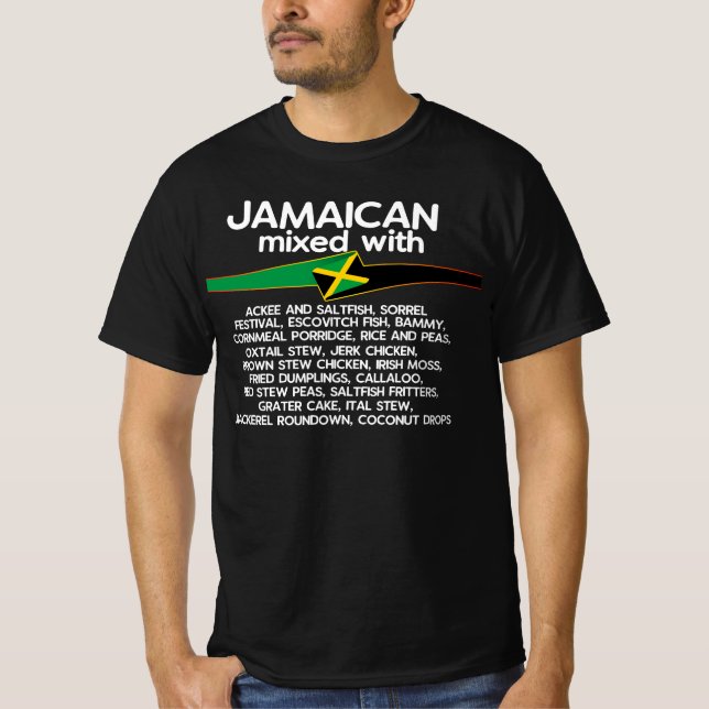 T-shirt Jamaïcain Mélangé Avec Jamaïque Fière Groupe Qui C (Devant)