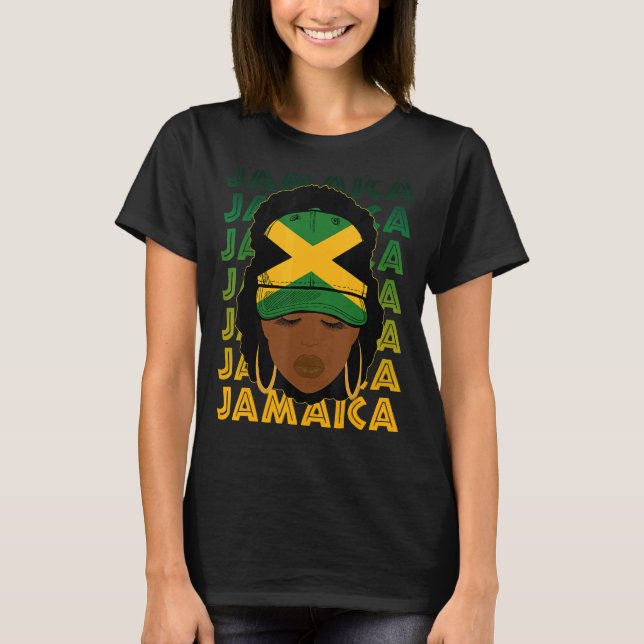T-shirt Jamaïcaine Black Girls Jamaïque Drapeau Cheveux fe (Devant)