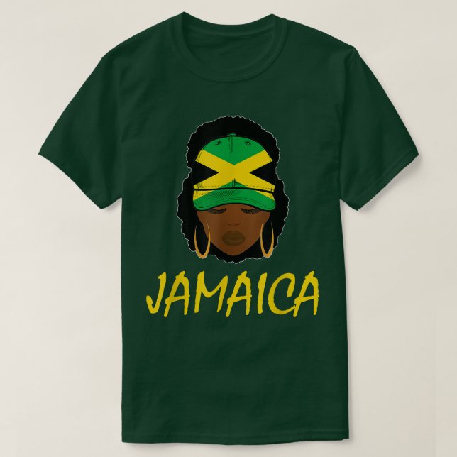 T-shirt Jamaïcaine Fille Afro Jamaïque Flag Pride Patrioti (Design devant)