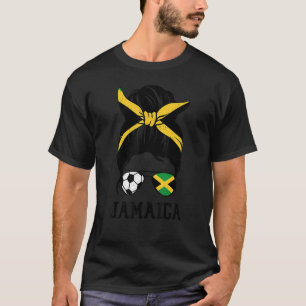 T-shirt Jamaïcaine Soccer Girl Mom Messy Bun Jamaïque Drap