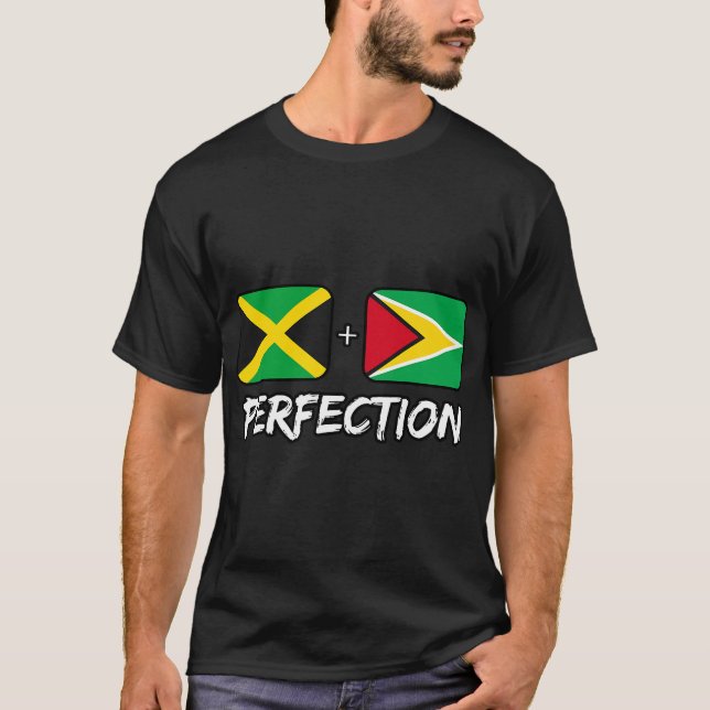 T-shirt Jamaican And Guyanese Perfection Mix DNA Flag Heri (Devant)