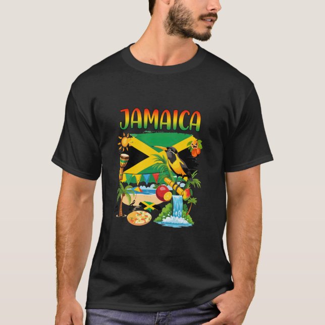 T-shirt Jamaican Flag Outfit Kids Men Women Novelty Jamaic (Devant)