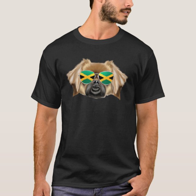 T-shirt Jamaican Flag Tibetan Spaniel Dog Jamaica Pocket (Devant)