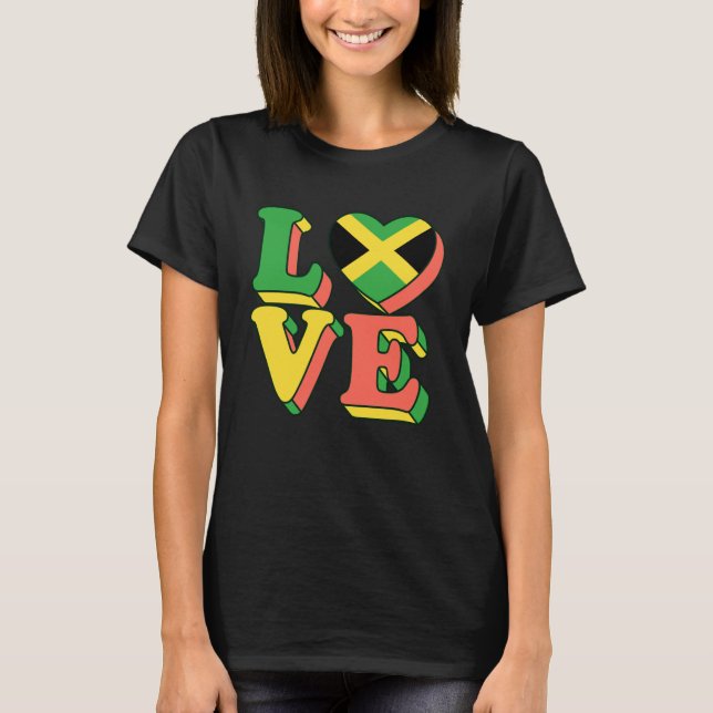 T-shirt Jamaican Love Jamaica Flag Independence Day Men Wo (Devant)