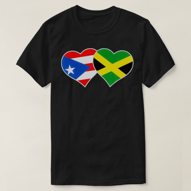 T-shirt Jamaican Puerto Rican Heart Love Jamaica Puerto Ri (Design devant)