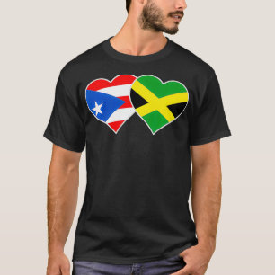 T-shirt Jamaican Puerto Rican Heart Love Jamaica Puerto Ri