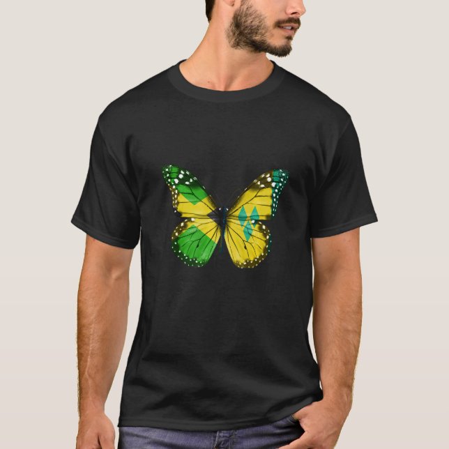 T-shirt Jamaican Saint Vincentian Flag Butterfly   (Devant)