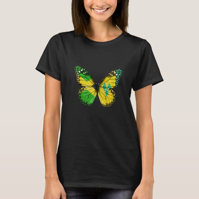 T-shirt Jamaican Saint Vincentian Flag Butterfly   (Devant)
