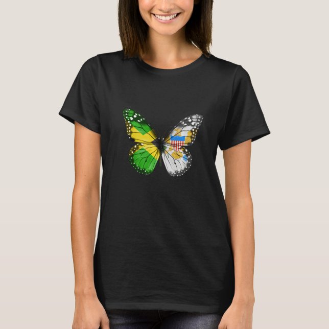 T-shirt Jamaican Virgin Islander Flag Butterfly   (Devant)