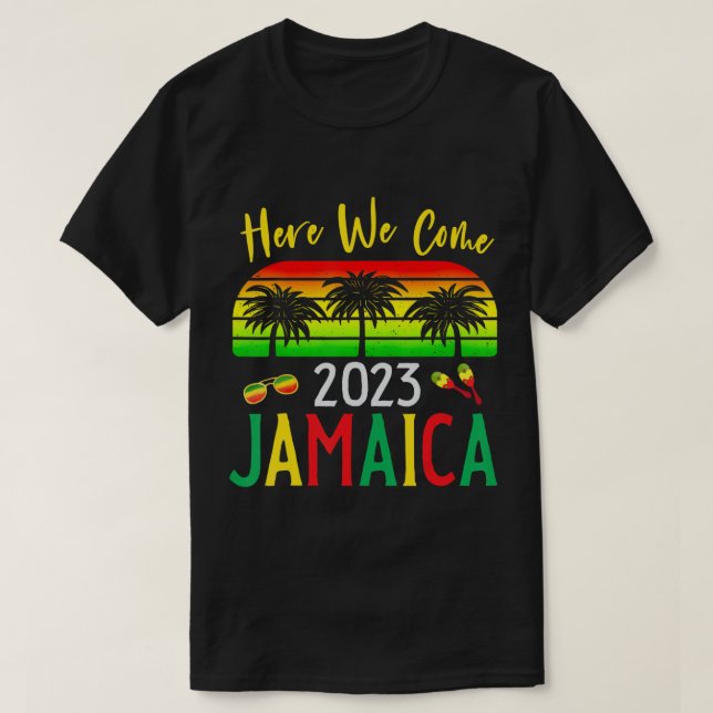T-shirt Jamaïque 2023 Nous Venons À Jumeler Vacances Famil (Design devant)