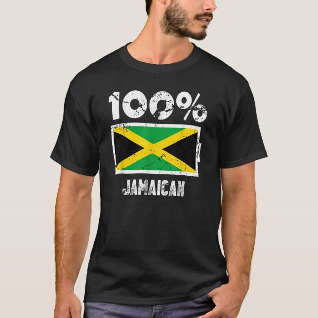 T-shirt Jamaïque Drapeau soutien 100 batterie jamaïcaine p (Devant)