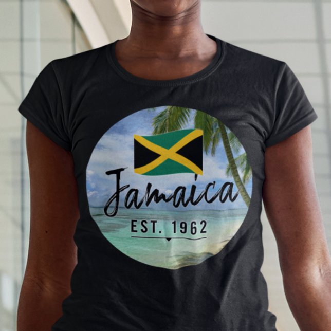 T-shirt "Jamaïque Est. Plage De 1962 Avec Drapeau Jamaïcai (Créateur téléchargé)