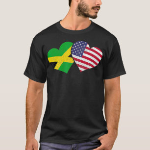 T-shirt Jamaïque Heart Jamaican Heritage États-Unis Drapea