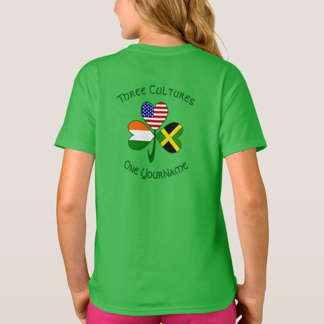 T-shirt Jamaïque irlandais Etats-Unis drapeaux Shamrock pe (Dos)