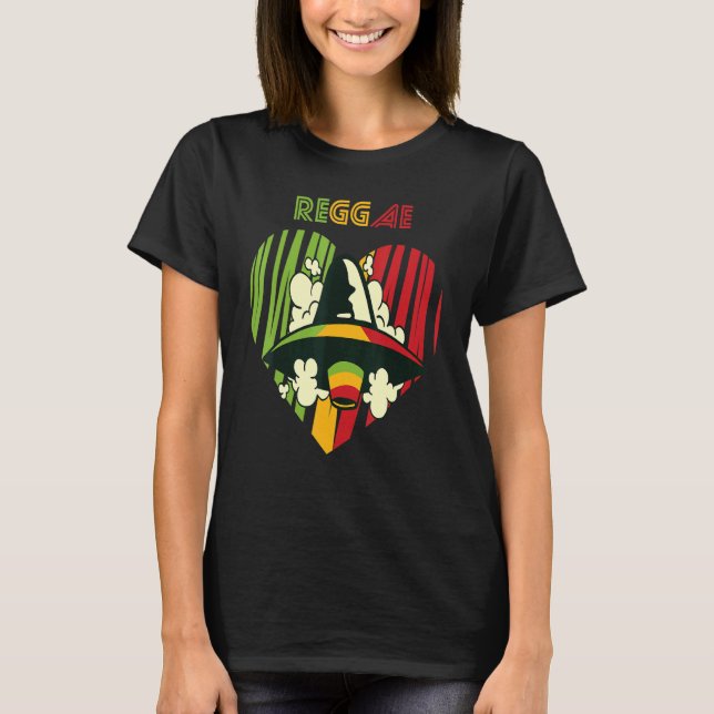 T-shirt Jamaïque OVNI Reggae Heart Rasta Souvenir Rastafar (Devant)