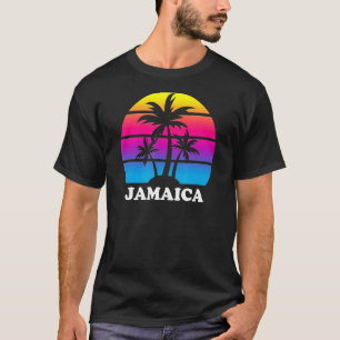 T-shirt Jamaïque Retro Palm Tree Sunset Caraïbes vacances