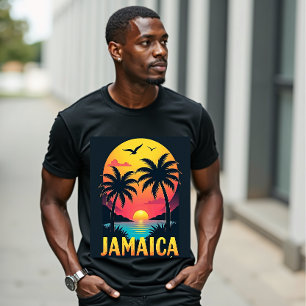 T-shirt Jamaïque Retro Sunset - Palmier Tropical Vintage