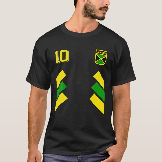 T-shirt Jamaïque Soccer Jamaican Football Stripes 10 Jerse (Devant)
