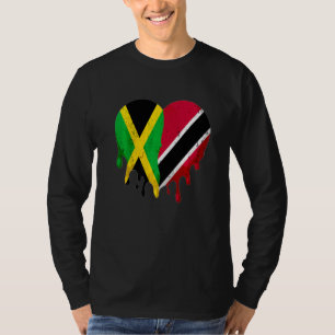 T-shirt Jamaïque Trinité-et-Tobago Drapeau Cœur Cultivé Pa