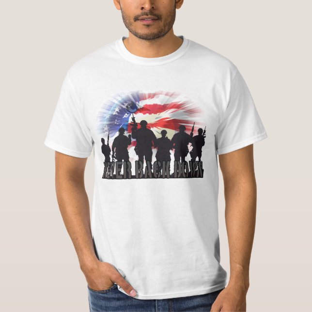 T-shirt Jamais contre le patriotique américain FLag (Devant)