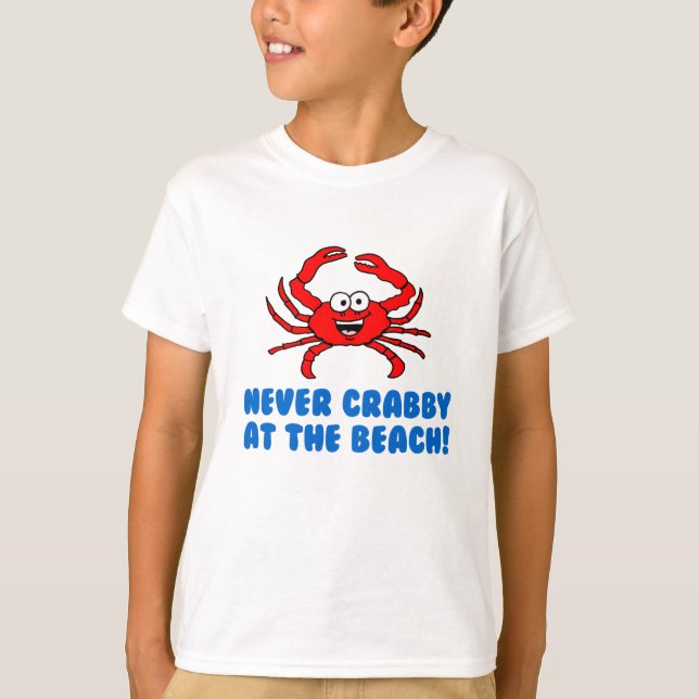T-shirt Jamais De Crabby À La Plage (Devant)