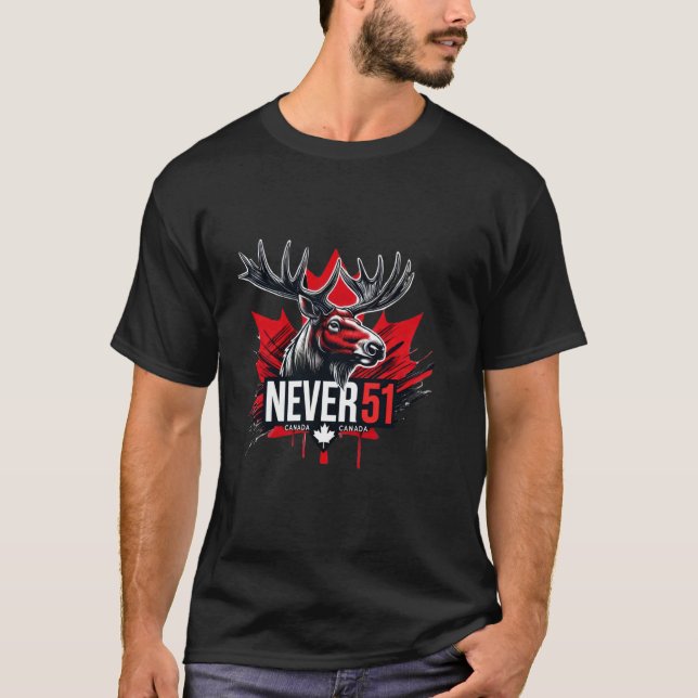 T-shirt Jamais drapeau du Canada État 51 (Devant)