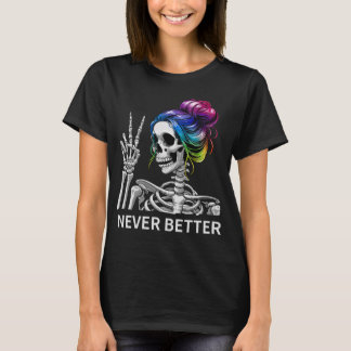 T-shirt Jamais mieux Noeud Méssy Signe de Paix Squelette M