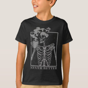 T-shirt Jamais Mieux Squelette Boire Café Halloween Pa