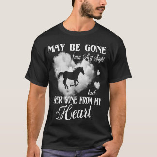 T-shirt Jamais Parti De Mon Cœur Cheval Mémorial Perte Fil