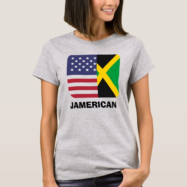 T-shirt Jamerican, drapeau jamaïcain américain, 4 juillet (Devant)