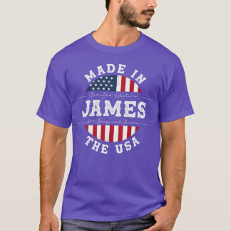 T-shirt James Nom Patriotique Américain Fabriqué aux États